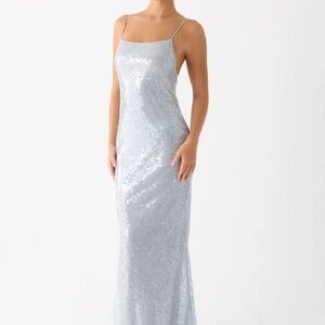 Peppermayo Exclusive - Solo Sequin Maxi Dress - Misty Blue